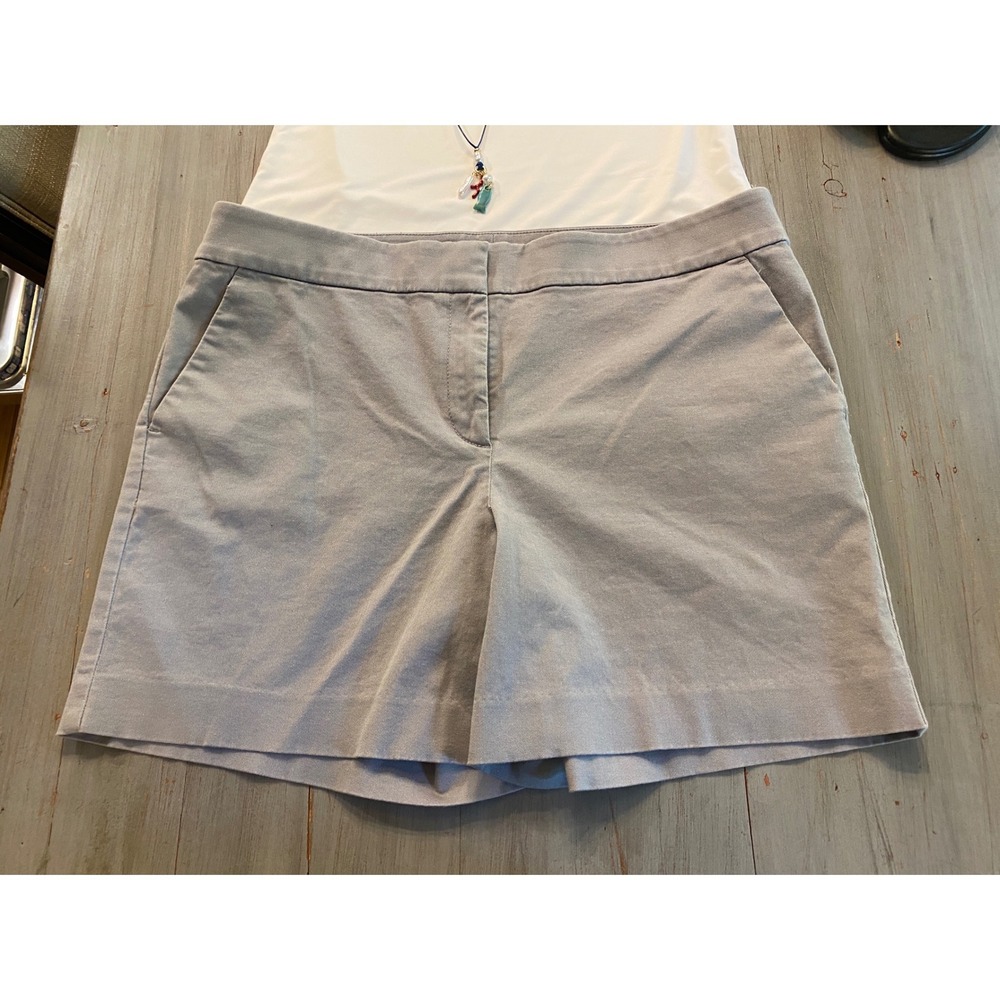 Loft The Riviera Short Light Gray Cotton Twill Mid Rise Chino Shorts Womens 14